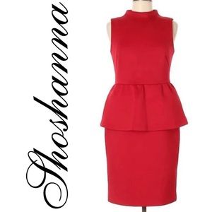 Shoshanna Lipstick Red Scuba Dress High Neck Size 6